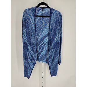 INC International Concepts Blue Rayon Space-Dye Draped Cardigan Size 1X